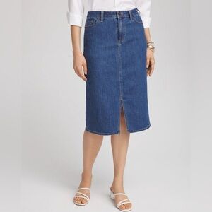 Denim Midi Skirt in Piazza Indigo